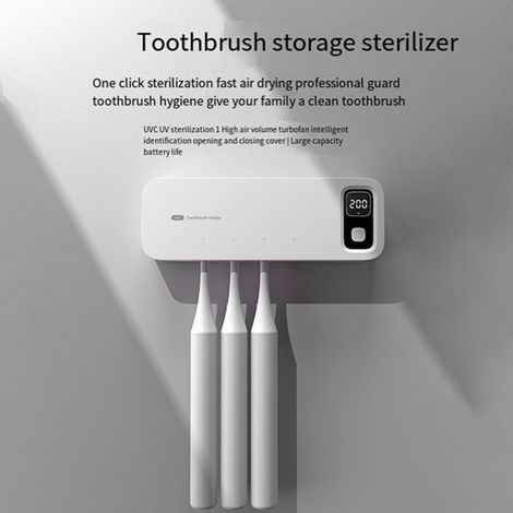 Disponible en 1 couleur : vert Matériau : plastique + stérilisateur UV intelligent électronique pour brosses à dents porte-brosse à dents (1/5)