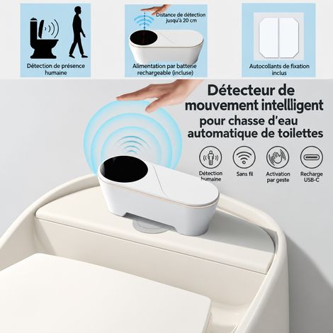 Déclencheur automatique de chasse d'eau rechargeable à capteur infrarouge, unité principale réf 4770 23 × 13,8 × 7,3 cm 500 g – Livraison gratuite