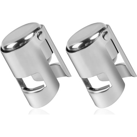 Lot de 2 bouchons à champagne, bouchon en acier inoxydable pour champagne et vin mousseux, fermeture sous vide pour bouteille (argenté)-AquaForge