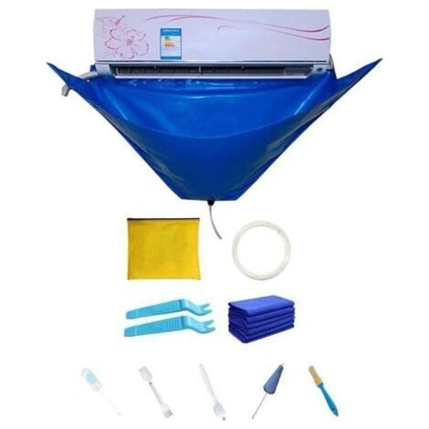 Lav pour Climatiseur - Outil Nettoy du Climatiseur - Kit Couverture Nettoy Climatiseur Mural - Sac Nettoy Étanche Climatisation Divisé avec Sortie Vidange (1/4)
