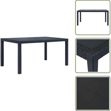 Gartentisch Anthrazit 150x90x72 cm Kunststoff Rattan-Optik - Gartentisch - Rattan Optik - Kunststoffe Möbel - Gartenmöbel - Outdoor Tisch (1/5)