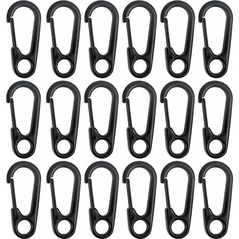 VURAHOME - Mini Mousqueton D'Alliage De Zinc Porte-Clés D'Escalade Clips D'Escalade Pour Grimper Randonnée Alpinisme Camping Pendaison En Bois (Noir 31,3 × 14,3Mm) 20 Pièces (1/5)