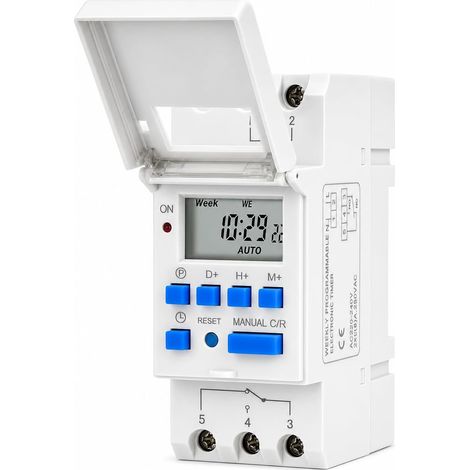 Horloge Programmable Programmateur Tableau Electrique Minuterie Numérique Programmes AC220 V Interrupteur Horloge Digitale Modulaire Minuterie Numérique LCD sur Rail DIN pour Chauffe-Eau et Piscine (1/5)