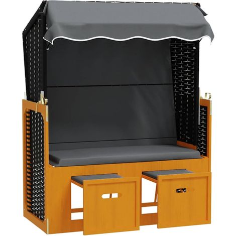 Maison Exclusive - Strandkorb mit Dach Poly Rattan & Massivholz S