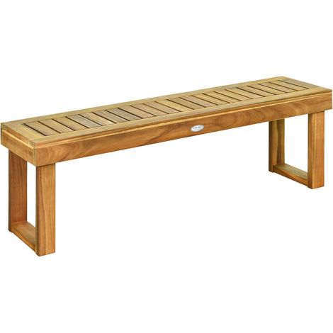 COSTWAY Panca in Legno di Acaica, Panchina da Giardino Senza Schienale, Ideale per Sala da Pranzo Ingresso Piscina Giardino (Con traversa di collegamento) (1/5)