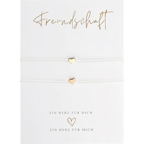 2 Bracelets d’Amitié Cœur avec Carte, Bracelet Cordon Porte-Bonheur pour Deux Amies, Cadeau Symbolique pour Anniversaire et Noël