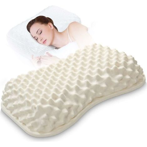 Oreiller en latex naturel, respirant et épousant les courbes du corps, adapté au sommeil sur le côté.