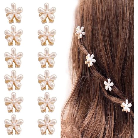 Pince cheveux Mini Fleurs Perles 2.1x2.1cm Lot de 12 Pièces (1/5)