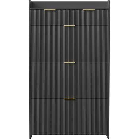 Kompakter Schuhschrank mit oberem Regal – 77,1 x 24,2 x 133,5 cm – Moderner Schuhschrank – schwarz (1/5)