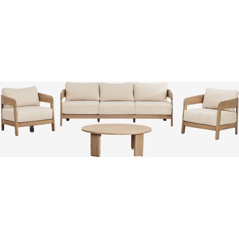 SKLUM Gartenset mit 3-Sitzer-Sofa, 2 Sesseln und Couchtisch aus Uleno-Akazienholz              Helles Akazienbraun                      (1/5)
