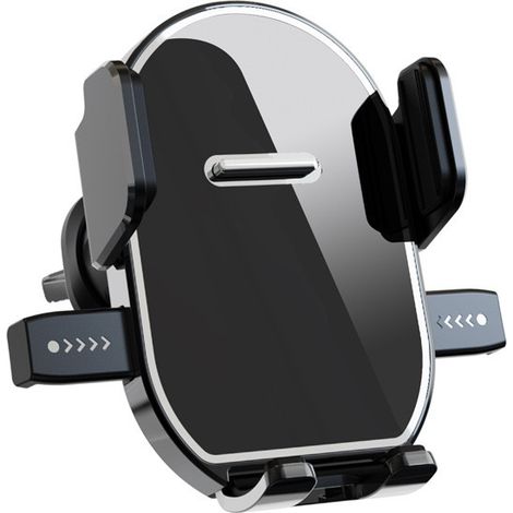 Support Téléphone Voiture Ventouse Automatique Verrouillage, Rotation 360° Réglable pour Pare-brise et Tableau de Bord, Compatible Navigation GPS - Sortie d'Air / Miroir Rond-lsw