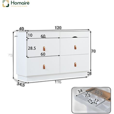 Flur- Garderobenschrank weiß aus Polyester 120 x 40 x 78 cm HOMAIRE (1/5)