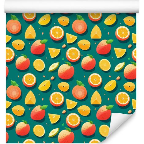Papier peint estival à motifs de fruits de mer et turquoise pour salon et chambre 50x1000 cm (1/4)