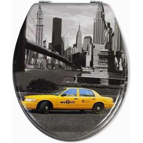Cleafe - Copriwater Copri Sedile Wc Bagno Universale Cerniere Acciaio Taxi New York 52974a - 3,5 (1/2)