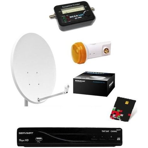 Kit Parabole 60 cm + SERVIMAT VEGA TNT SAT + LNB + 20m Cable Coaxial + Satfinder + Support mural