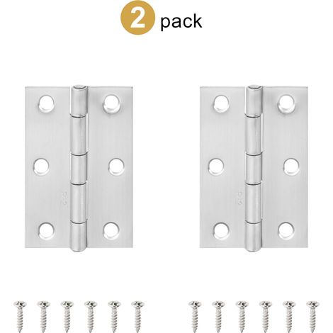 (Argent 63,2 mm, lot de 2) 2 charnières en acier inoxydable noires pliables à 270° pour portes de placards de cuisine, meubles en bois (1/5)
