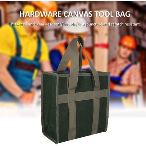 Decdeal Grand sac de rangement pour outils d'entretien, épais, résistant à l'usure, capacité Portable multifonctionnelle, toile verte 084-4