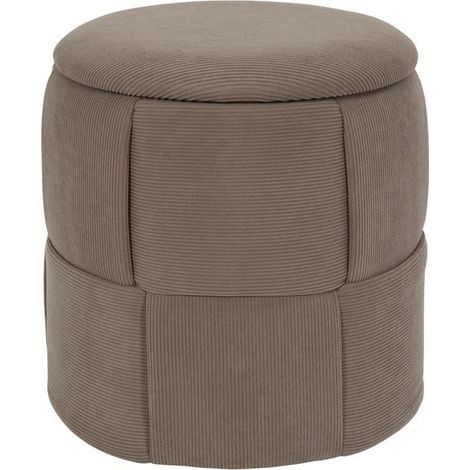 Pouf Coffre Tressé Côtelé "Jules" 38cm Taupe (1/5)