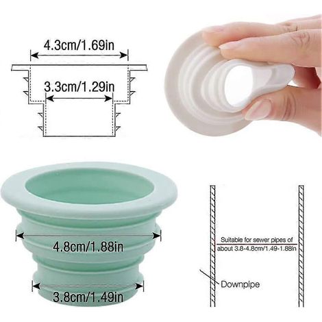 Abflussrohr-Dichtungsstopfen, Set mit 5 desodorierenden Dichtungsringen, universeller Abfluss-Dichtungsstopfen, Abflussrohr-Dichtungsstopfen (3,8 - 4,8 cm) (1/3)