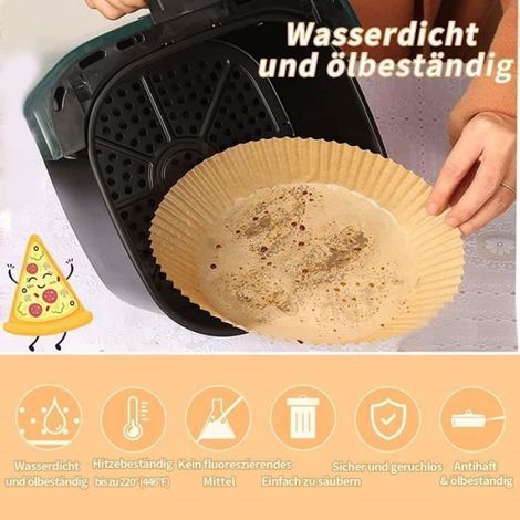 Papier Cuisson Air Fryer - Rond Jetable Antiadhésif Pour Friteuse À Air Four Micro-Ondes - 50 Pièces (1/4)