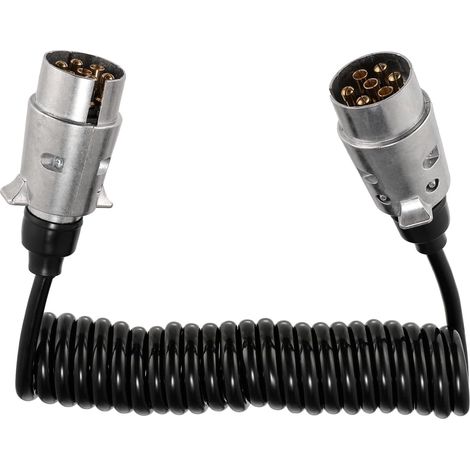 Câble de remorque en spirale - 3 m - 12 V - 7 broches - Adaptateur en métal - Fiche femelle mâle vers mâle - Pour camping-car, voiture, camion - 3 m - Câble TPU 3 m (1/5)
