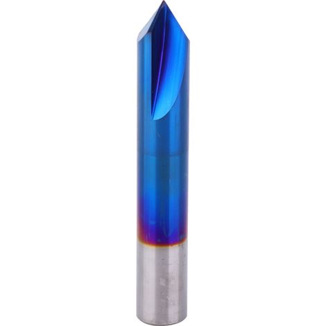 Fraise à chanfreiner 90° 2 dents revêtement bleu, carbure de tungstène, fraise à défoncer 12x75L (1/5)