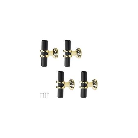 Tirador de un solo orificio para muebles y cocina, aleación de aluminio negro y dorado, tornillos incluidos, paquete de 4 - KZQ