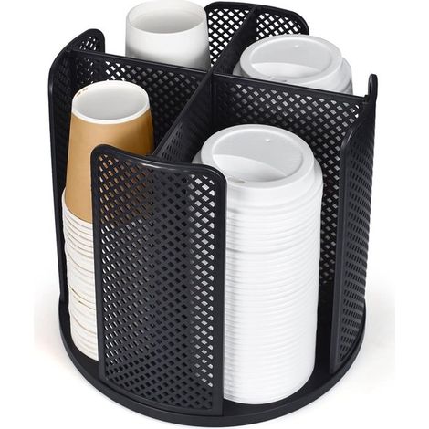 Organizador de tazas y tapas,dispensador de tazas de café giratorio de 360°,ideal para el hogar,la sala de estar o la cocina (negro) (1/5)