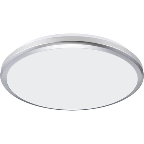 LED Deckenlampe außen IP54 neutralweiß 4200 K 3820 lm rund Ø 36,5 cm in Silber Weiß Außenleuchte