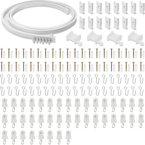 SWANEW Kit di binari per soffitto pieghevoli. binario per tende flessibile da 5 m con 40 ganci per la casa. la finestra. il bagno e l'ufficio. (1/5)