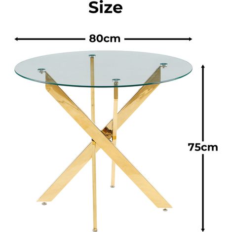 Table manger verre métal doré stable et facile à monter OKMYHOME