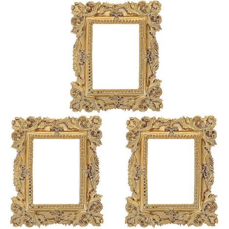 Lot de 3 cadres photo rétro, petits cadres décoratifs en résine pour bijoux.-10.8X8.5CM-Golden