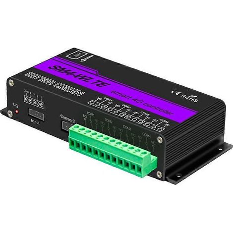 SM4-WLTE 4G Wireless GSM SMS Remote ON/OFF Switch Controller 4 Relays APP Remote Control Temperature Black (1/4)