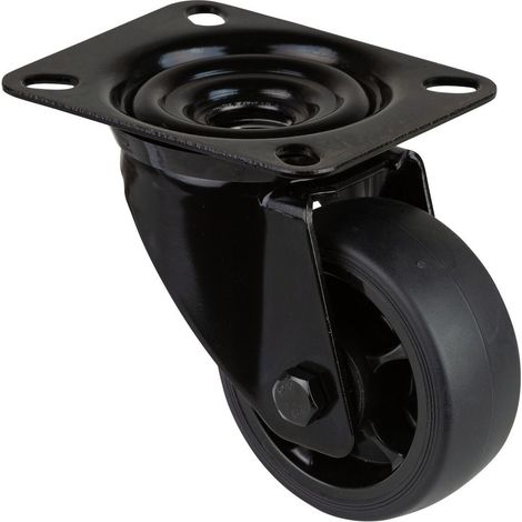 Lenkrolle Rad-Ø 80 mm Tragfähigkeit 100 kg Lenkrollen Gummi Platte L104xB80 mm Farbe Rolle schwarz (1/2)