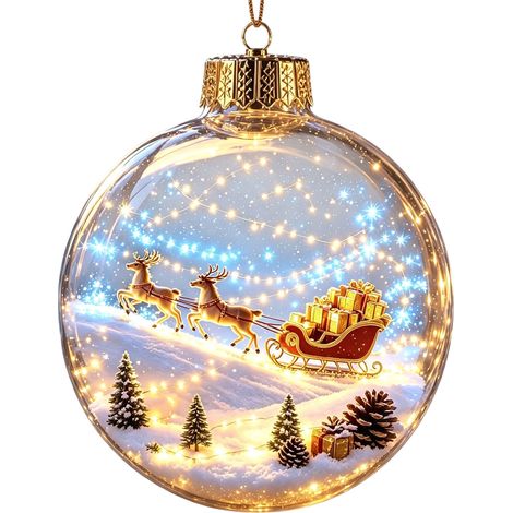 Boule à neige lumineuse en acrylique transparent, décoration de Noël à suspendre au sapin, motif animaux : hérisson, pingouin, panda et mouton. (1/5)
