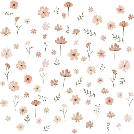 JSSEVN-9 láminas de pegatinas de pared de flores bohemias, pequeños estampados florales, pegatinas acogedoras, vinilos decorativos de plantas para pared (1/4)