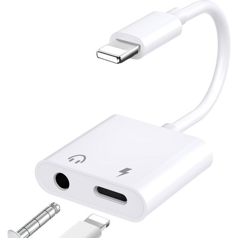 Adaptateur Lightning Jack 3,5 mm with Charge, Adaptateur Jack iPhone Adaptateurs Casque iPhone Aux Audio pour iPhone 14/13/12/11/X/8/Pad/iOS (1/5)