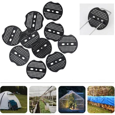Rondelles d'écartement pour piquets de jardin, lot de 10, fixations plastique pour toile de paillage et barrière anti-mauvaises herb (1/5)