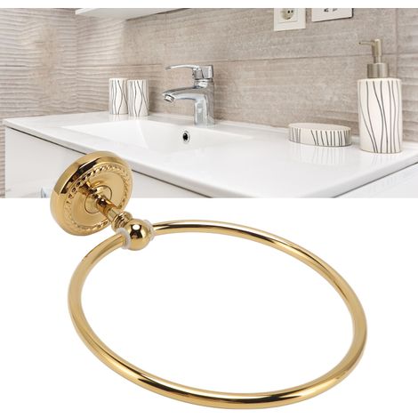 Porte-serviettes mural en laiton, anneaux porte-serviettes style antique, accessoires de salle de bain (1/5)