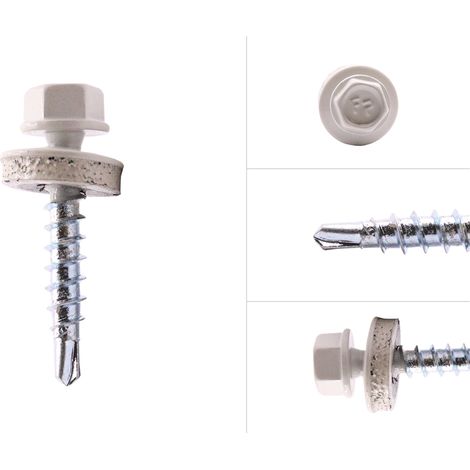 HI-LO Vis pour tôle imitation tuile galvanisée blanc R9002 6.3 x