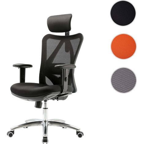Chaise de bureau HWC-J86, chaise de bureau, ergonomique charge max. 150kg avec repose-pieds, noir (1/5)