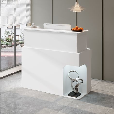 Empfangstheke mit LED-Beleuchtung, Weiß, MDF, 120×50×110 cm (1/5)