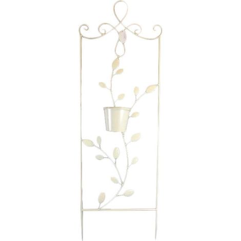 Supporto rettangolare da parete per fiori, stile provenzale, con struttura in metallo color crema.