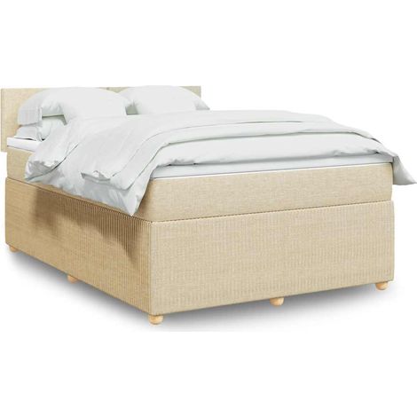 Boxspringbett mit Matratze Creme 140x200 cm Stoff