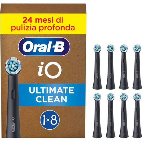 Oral-B Testine di Ricambio iO Series Ultimate Clean, Testine Rotonde Originali, Setole CrissCross per pulizia e rimozione della placca avanzate e in profondità. 3 Testine
