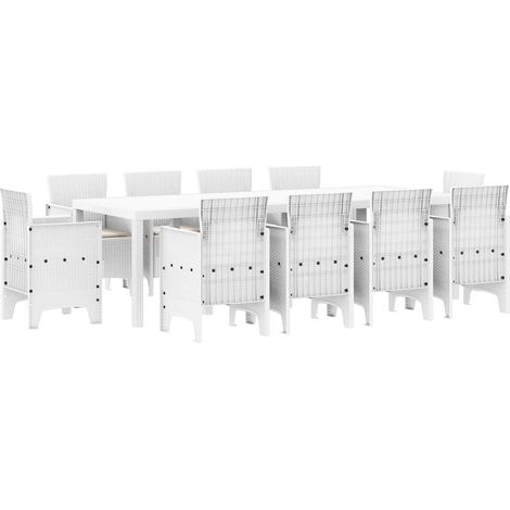 Maison Exclusive - Set da Pranzo per Giardino 11 pz Bianco Polipropilene (1/5)