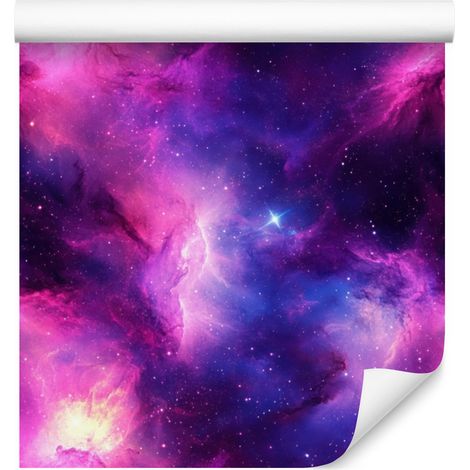 Papel pintado Galaxia en acuarela, violeta, índigo y lavanda, 50x1000 cm. (1/5)