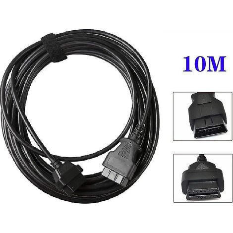 Câble d'extension adaptateur OBD2 16 broches mâle vers femelle de 10 mètres pour outil OBD automobile, scanner et convertisseur (1/2)