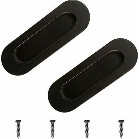 Maniglie per mobili, 2 maniglie a scomparsa scorrevoli con meccanismo a filo in acciaio inox nero, ovali, per cassettiere (1/4)