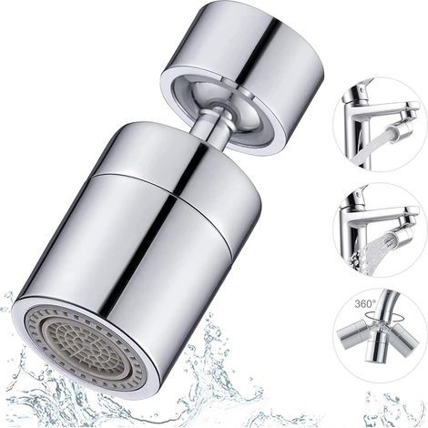 360 Degree Swivel Faucet Aerator, 2 Adjustable Modes Faucet Nozzle Filter Sprayer, Water Saving Faucet Aerator, Rotating Faucet Head for Kitchen and Bathroom (1/5)